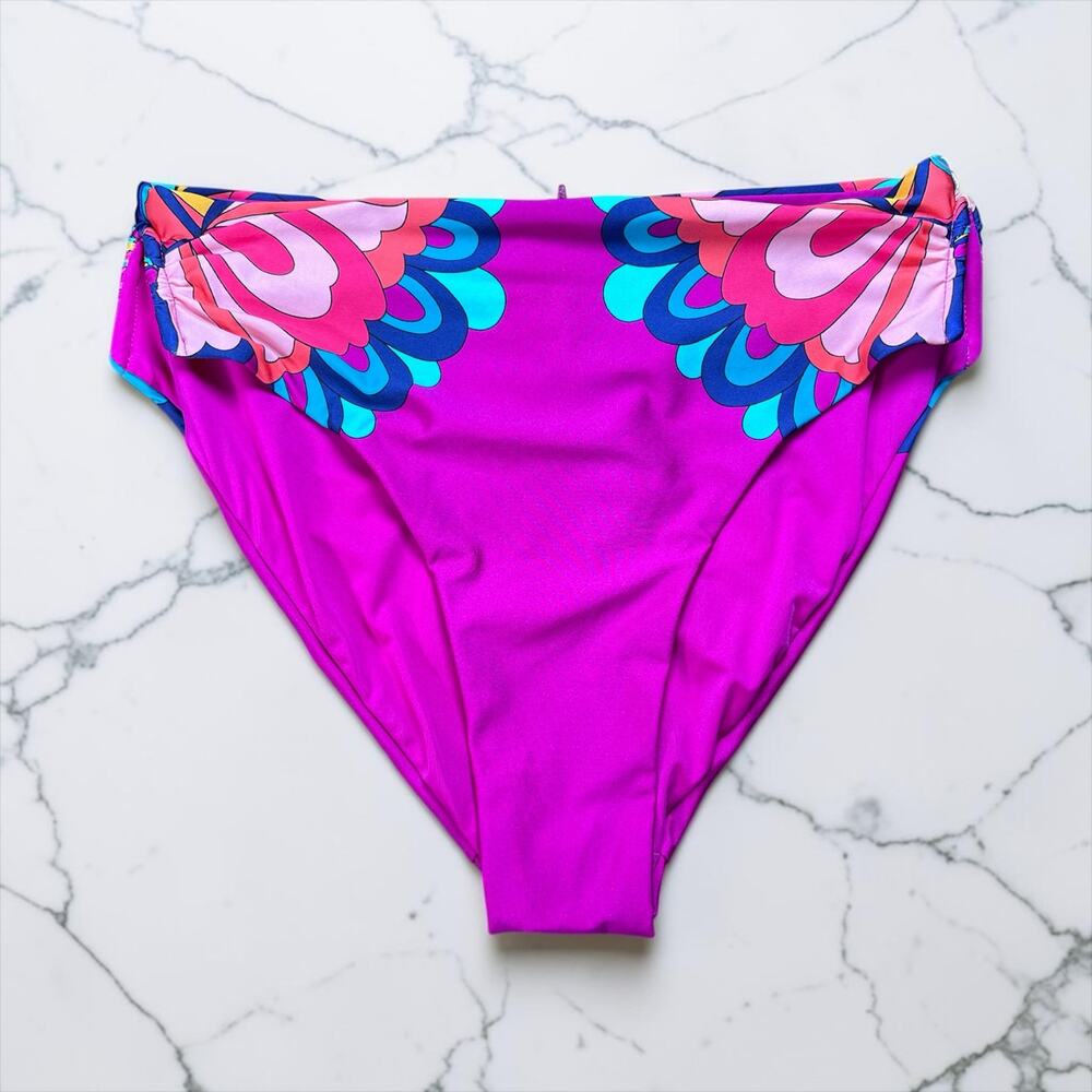 Trina Turk High Waist Bikini Bottoms Pink Floral Print Size 6 NWT